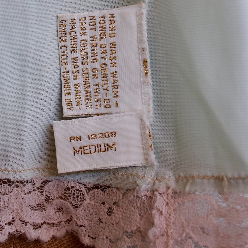 vtg 70s LUCIE ANN Claire Sandra Green Full Sweep Nightgown Beverly Hills LACE M - Picture 11 of 11